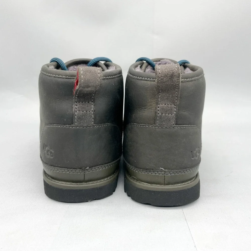 UGG Mens 8 Neumel Chukka Boots Waterproof Grey Leather Shearling Rugged Casual